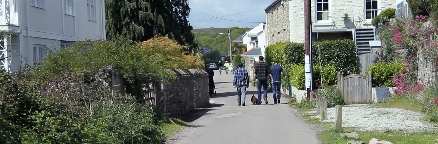 Picture of the Made Open team walking Hetty the dog